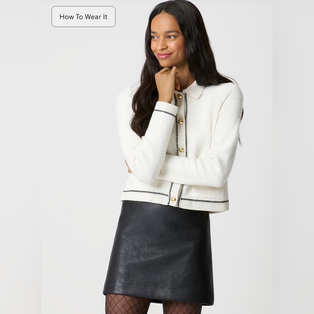 J Crew Factory Black Faux Leather A-Line Skirt
